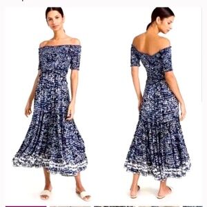 Poupette St. Barth Soledad Midi Dress in Blue Tie, SM